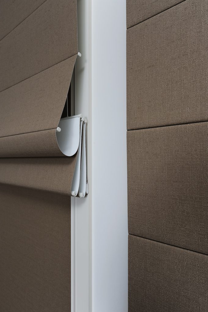 Light brown roman blinds